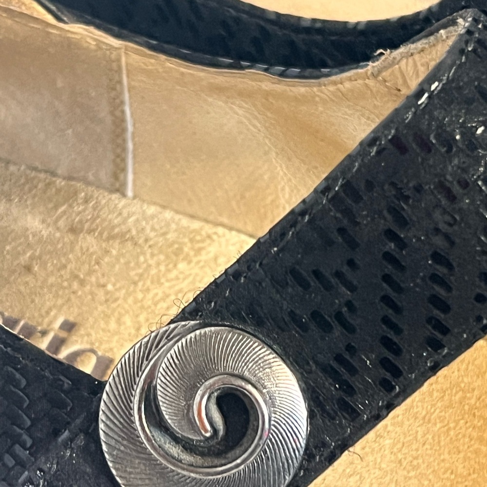 Alegria Black Textured Mary Jane with Silver Button Accent - Picture 4 of 7